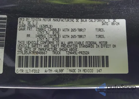 2024 Toyota Tacoma Trd Off Road 4Wd из США, поврежденный, VIN 3TMLB5JN7RM048667